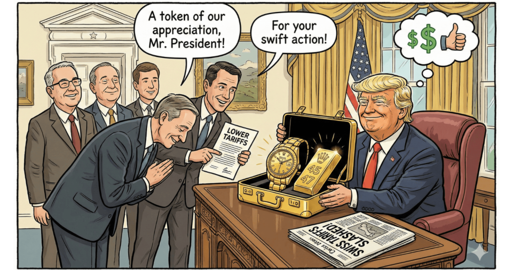 Con un Rolex y una barra de oro la élite suiza compró la voluntad de Trump