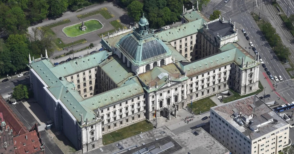 Vista aérea del Palacio de Justicia de Múnich.